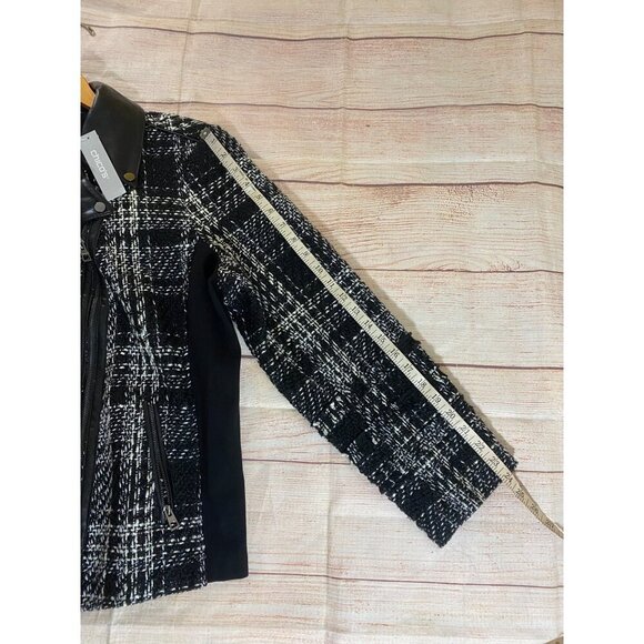 NWT Chico's Women's Tweed And Faux Leather Classic Moto Jacket - 3 (Large) - Picture 11 of 13